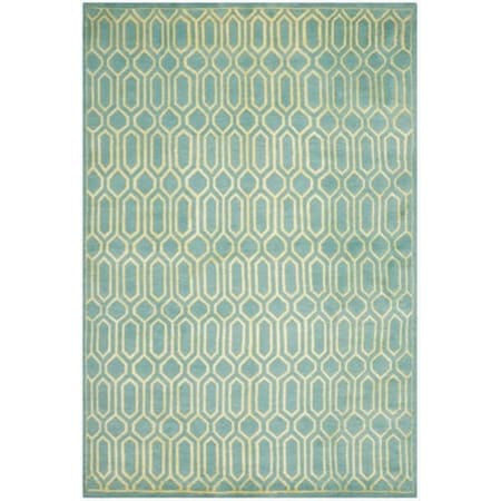 Safavieh 5 x 8 ft. Medium Rectangle Traditional Mosaic Aqua and Light Gold Hand Knotted Rug MOS150A-5